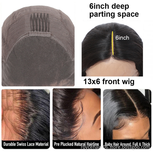 Wholesale Glueless Virgin Hair Lace Wig,Factory Price 100% Peruvian Mink Human Hair Body Wave HD 13x6 Lace Front Wig In Bulk